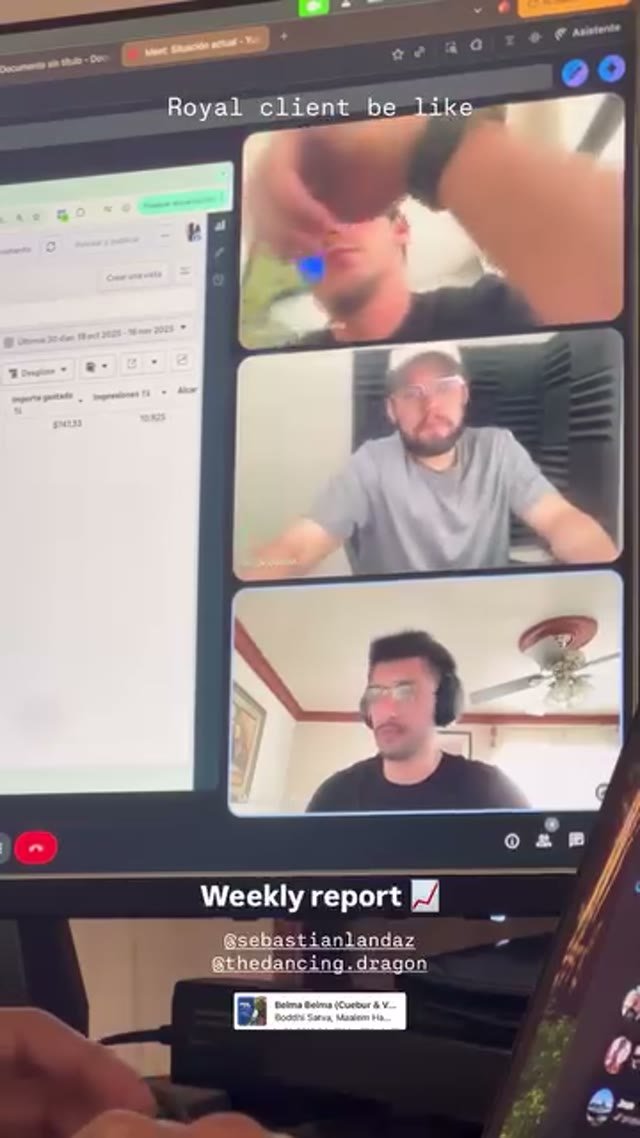 Pantalla de una reunión con un cliente